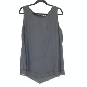 Soft Surroundings Siesta Key Gauze Tank Top Womens L Black Scoop Neck